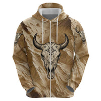 Buffalo Skull Native American Hoodie Tribal Symbols and Mountain Scene Great Herd and Plains Guardians - Wonder Print Shop
