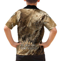 Buffalo Skull Native American Kid Hawaiian Shirt Tribal Symbols and Mountain Scene Great Herd and Plains Guardians - Wonder Print Shop
