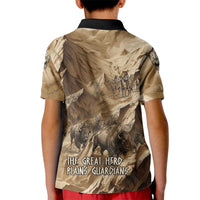 Buffalo Skull Native American Kid Polo Shirt Tribal Symbols and Mountain Scene Great Herd and Plains Guardians - Wonder Print Shop
