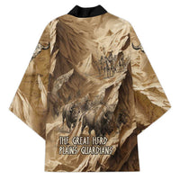 Buffalo Skull Native American Kimono Tribal Symbols and Mountain Scene Great Herd and Plains Guardians - Wonder Print Shop