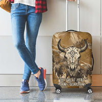 Buffalo Skull Native American Luggage Cover Tribal Symbols and Mountain Scene Great Herd and Plains Guardians - Wonder Print Shop