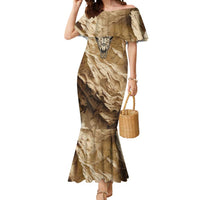 Buffalo Skull Native American Mermaid Dress Tribal Symbols and Mountain Scene Great Herd and Plains Guardians - Wonder Print Shop