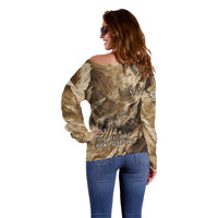 Buffalo Skull Native American Off Shoulder Sweater Tribal Symbols and Mountain Scene Great Herd and Plains Guardians - Wonder Print Shop