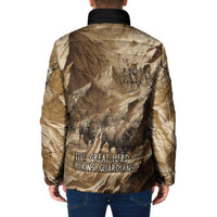 Buffalo Skull Native American Padded Jacket Tribal Symbols and Mountain Scene Great Herd and Plains Guardians - Wonder Print Shop