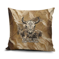 Buffalo Skull Native American Pillow Cover Tribal Symbols and Mountain Scene Great Herd and Plains Guardians - Wonder Print Shop