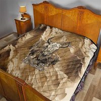 Buffalo Skull Native American Quilt Tribal Symbols and Mountain Scene Great Herd and Plains Guardians - Wonder Print Shop