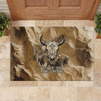 Buffalo Skull Native American Rubber Doormat Tribal Symbols and Mountain Scene Great Herd and Plains Guardians - Wonder Print Shop