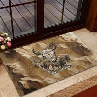 Buffalo Skull Native American Rubber Doormat Tribal Symbols and Mountain Scene Great Herd and Plains Guardians - Wonder Print Shop