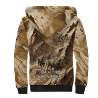 Buffalo Skull Native American Sherpa Hoodie Tribal Symbols and Mountain Scene Great Herd and Plains Guardians - Wonder Print Shop