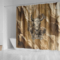 Buffalo Skull Native American Shower Curtain Tribal Symbols and Mountain Scene Great Herd and Plains Guardians - Wonder Print Shop