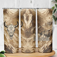 Buffalo Skull Native American Skinny Tumbler Tribal Symbols and Mountain Scene Great Herd and Plains Guardians - Wonder Print Shop