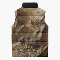 Buffalo Skull Native American Sleeveless Puffer Jacket Tribal Symbols and Mountain Scene Great Herd and Plains Guardians - Wonder Print Shop