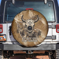Buffalo Skull Native American Spare Tire Cover Tribal Symbols and Mountain Scene Great Herd and Plains Guardians - Wonder Print Shop