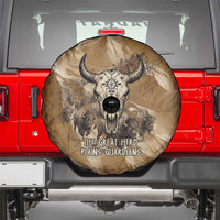 Buffalo Skull Native American Spare Tire Cover Tribal Symbols and Mountain Scene Great Herd and Plains Guardians - Wonder Print Shop