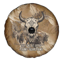 Buffalo Skull Native American Spare Tire Cover Tribal Symbols and Mountain Scene Great Herd and Plains Guardians - Wonder Print Shop