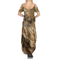 Buffalo Skull Native American Summer Maxi Dress Tribal Symbols and Mountain Scene Great Herd and Plains Guardians - Wonder Print Shop