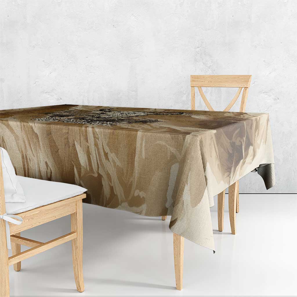 Buffalo Skull Native American Tablecloth Tribal Symbols and Mountain Scene Great Herd and Plains Guardians - Wonder Print Shop