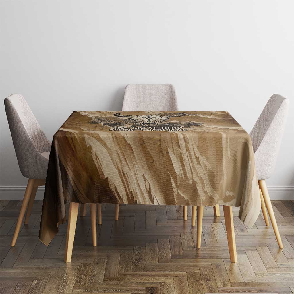 Buffalo Skull Native American Tablecloth Tribal Symbols and Mountain Scene Great Herd and Plains Guardians - Wonder Print Shop