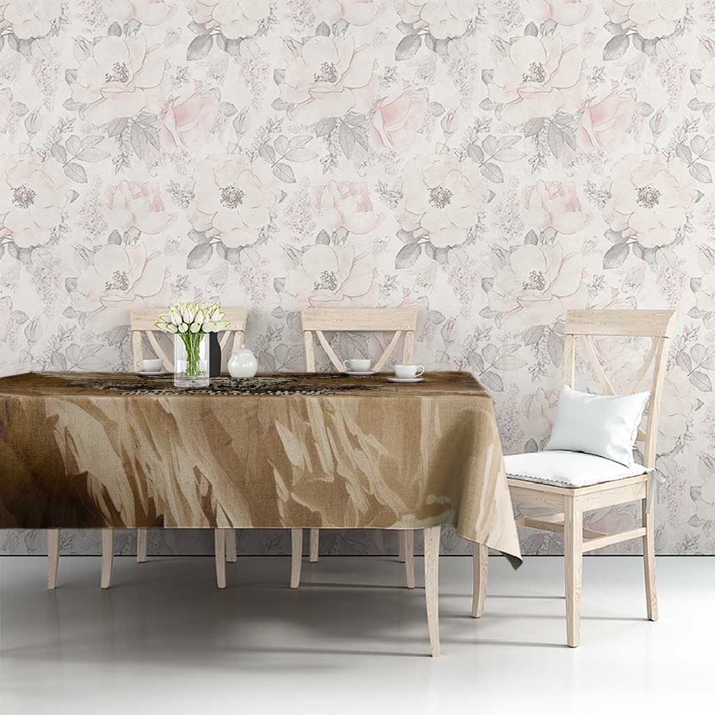 Buffalo Skull Native American Tablecloth Tribal Symbols and Mountain Scene Great Herd and Plains Guardians - Wonder Print Shop