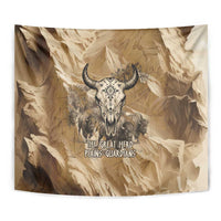 Buffalo Skull Native American Tapestry Tribal Symbols and Mountain Scene Great Herd and Plains Guardians - Wonder Print Shop