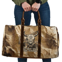 Buffalo Skull Native American Travel Bag Tribal Symbols and Mountain Scene Great Herd and Plains Guardians - Wonder Print Shop