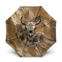 Buffalo Skull Native American Umbrella Tribal Symbols and Mountain Scene Great Herd and Plains Guardians - Wonder Print Shop