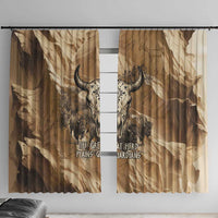Buffalo Skull Native American Window Curtain Tribal Symbols and Mountain Scene Great Herd and Plains Guardians - Wonder Print Shop