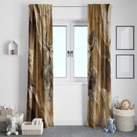 Buffalo Skull Native American Window Curtain Tribal Symbols and Mountain Scene Great Herd and Plains Guardians - Wonder Print Shop