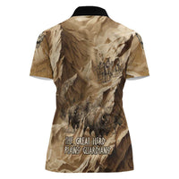 Buffalo Skull Native American Women Polo Shirt Tribal Symbols and Mountain Scene Great Herd and Plains Guardians - Wonder Print Shop
