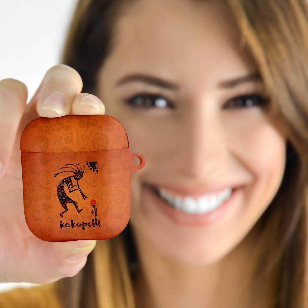 Kokopelli Tribal AirPods Case Native American Southwestern Petroglyph Patterns Sunset Landscape - Wonder Print Shop