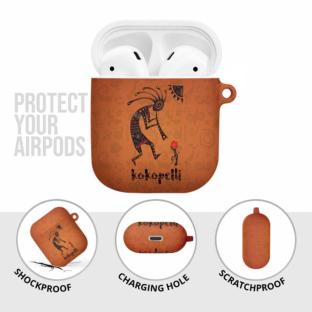 Kokopelli Tribal AirPods Case Native American Southwestern Petroglyph Patterns Sunset Landscape - Wonder Print Shop