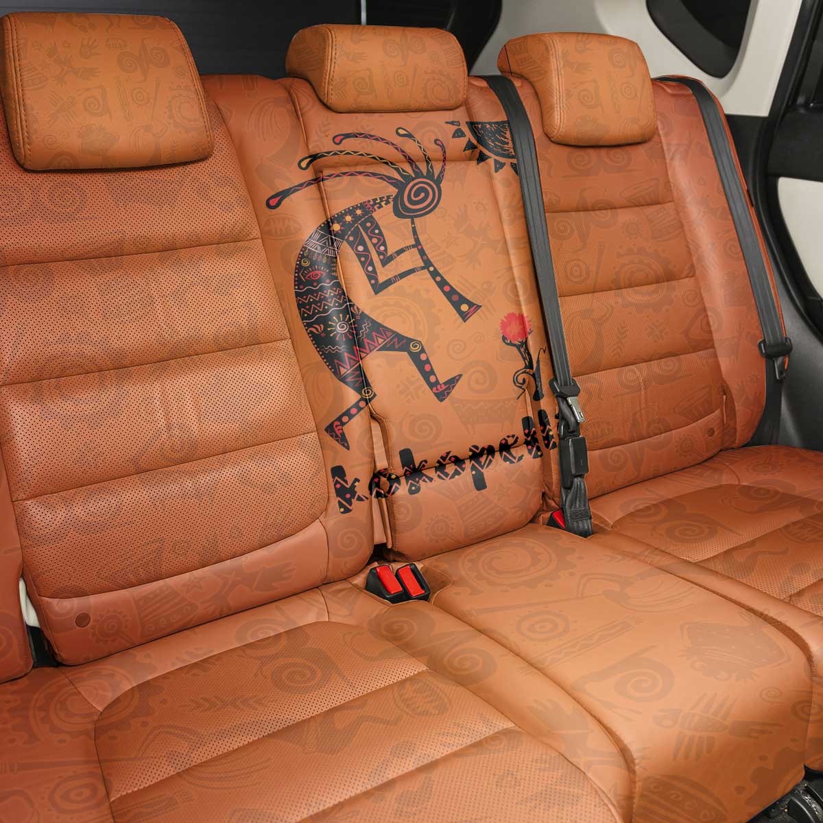 Kokopelli Tribal Back Car Seat Cover Native American Southwestern Petroglyph Patterns Sunset Landscape - Wonder Print Shop