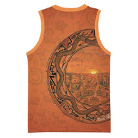 Kokopelli Tribal Basketball Jersey Native American Southwestern Petroglyph Patterns Sunset Landscape - Wonder Print Shop