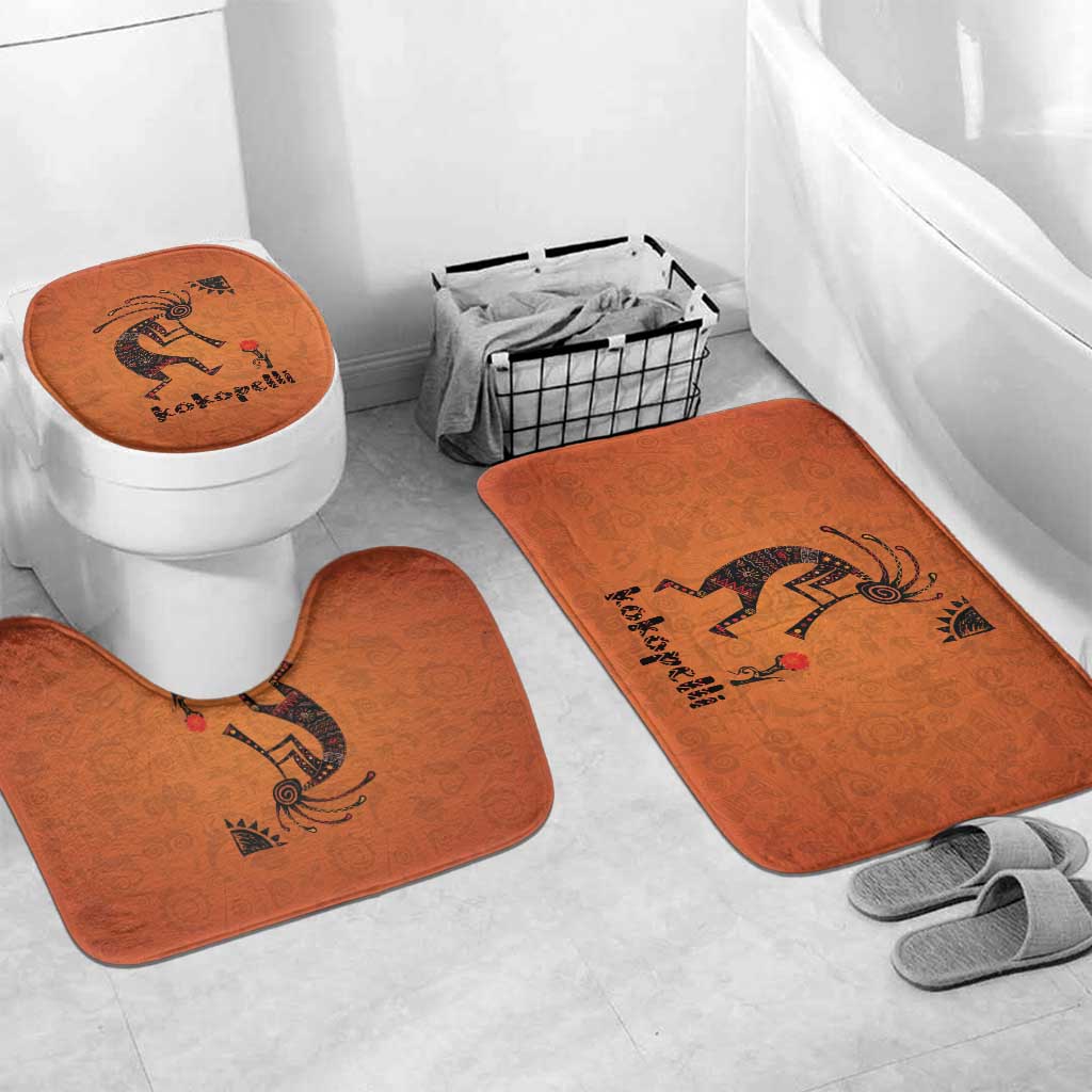 Kokopelli Tribal Bathroom Set Native American Southwestern Petroglyph Patterns Sunset Landscape - Wonder Print Shop