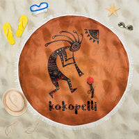 Kokopelli Tribal Beach Blanket Native American Southwestern Petroglyph Patterns Sunset Landscape - Wonder Print Shop