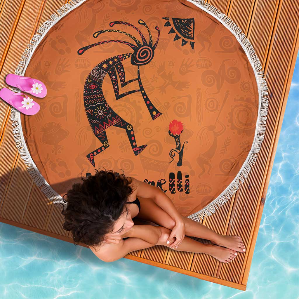 Kokopelli Tribal Beach Blanket Native American Southwestern Petroglyph Patterns Sunset Landscape - Wonder Print Shop