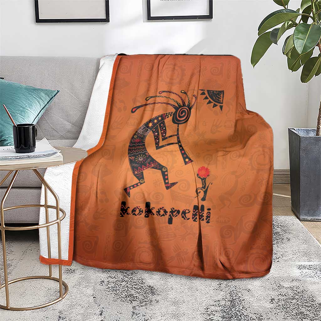 Kokopelli Tribal Blanket Native American Southwestern Petroglyph Patterns Sunset Landscape - Wonder Print Shop