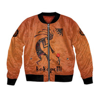 Kokopelli Tribal Bomber Jacket Native American Southwestern Petroglyph Patterns Sunset Landscape - Wonder Print Shop