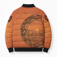 Kokopelli Tribal Bomber Puffer Jacket Native American Southwestern Petroglyph Patterns Sunset Landscape - Wonder Print Shop