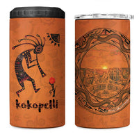 Kokopelli Tribal 4 in 1 Can Cooler Tumbler Native American Southwestern Petroglyph Patterns Sunset Landscape - Wonder Print Shop