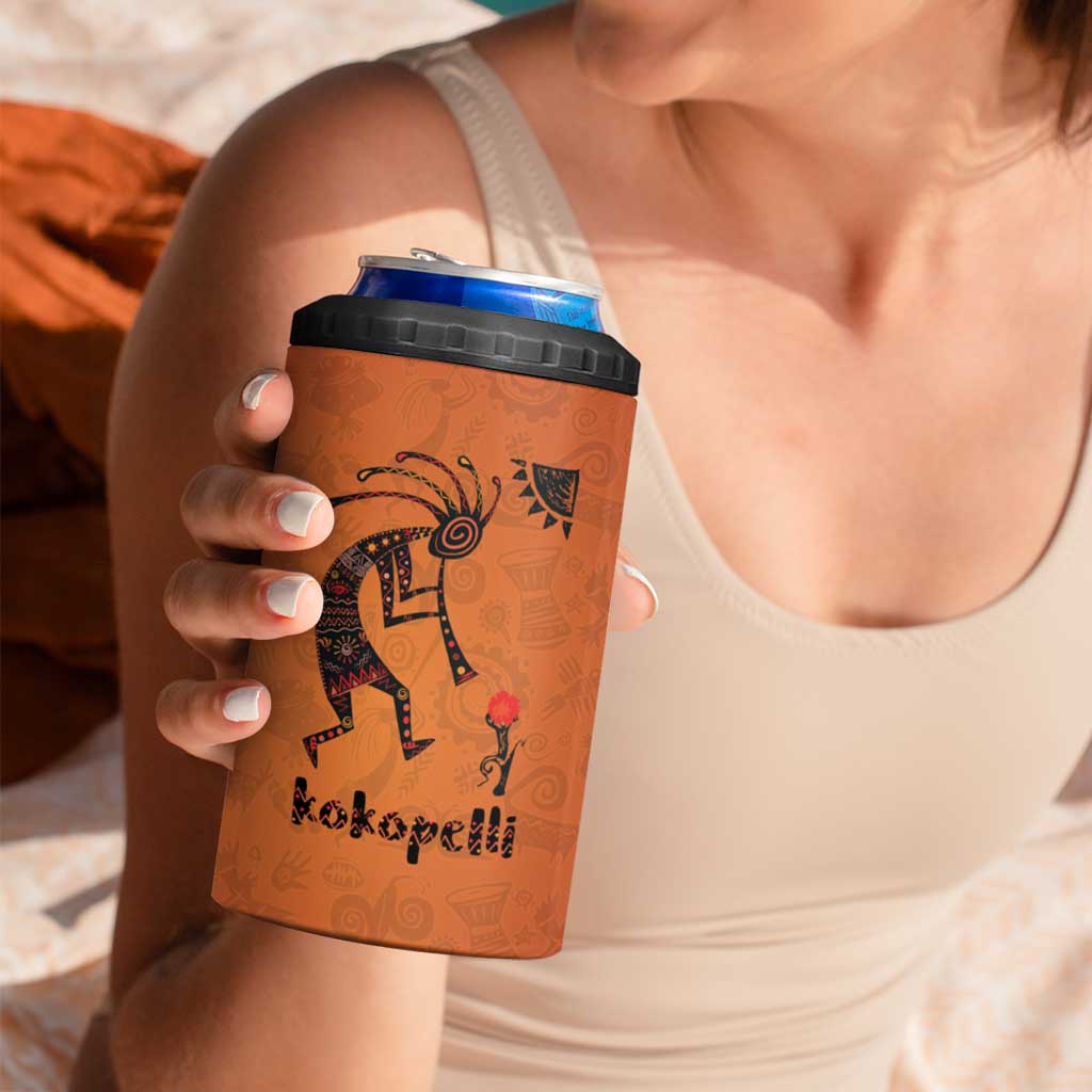 Kokopelli Tribal 4 in 1 Can Cooler Tumbler Native American Southwestern Petroglyph Patterns Sunset Landscape - Wonder Print Shop