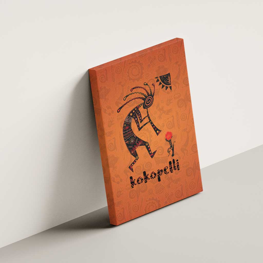 Kokopelli Tribal Canvas Wall Art Native American Southwestern Petroglyph Patterns Sunset Landscape - Wonder Print Shop