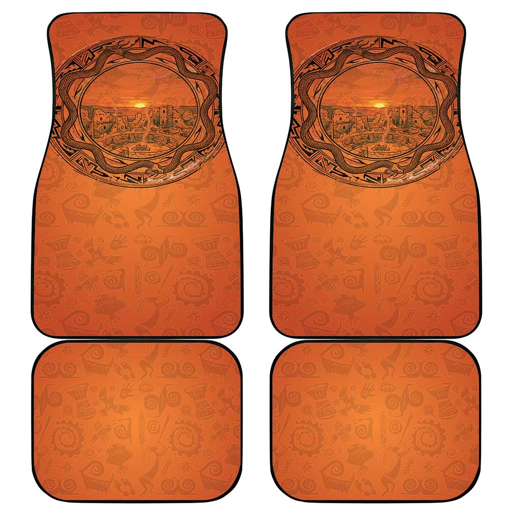 Kokopelli Tribal Car Mats Native American Southwestern Petroglyph Patterns Sunset Landscape - Wonder Print Shop