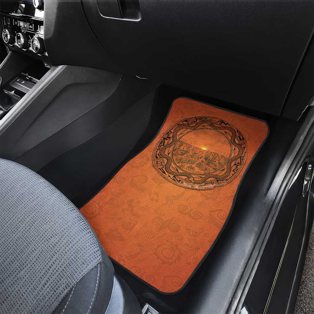 Kokopelli Tribal Car Mats Native American Southwestern Petroglyph Patterns Sunset Landscape - Wonder Print Shop