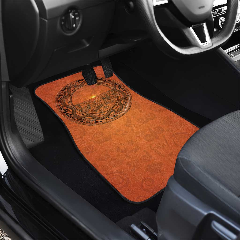 Kokopelli Tribal Car Mats Native American Southwestern Petroglyph Patterns Sunset Landscape - Wonder Print Shop