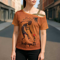 Kokopelli Tribal Cross Shoulder Shirt Native American Southwestern Petroglyph Patterns Sunset Landscape - Wonder Print Shop