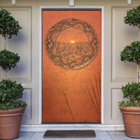 Kokopelli Tribal Door Cover Native American Southwestern Petroglyph Patterns Sunset Landscape - Wonder Print Shop