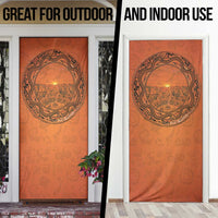 Kokopelli Tribal Door Cover Native American Southwestern Petroglyph Patterns Sunset Landscape - Wonder Print Shop