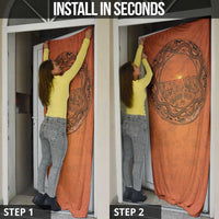 Kokopelli Tribal Door Cover Native American Southwestern Petroglyph Patterns Sunset Landscape - Wonder Print Shop