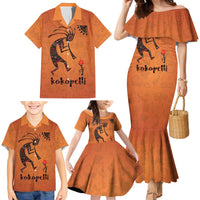 Kokopelli Tribal Family Matching Mermaid Dress and Hawaiian Shirt Native American Southwestern Petroglyph Patterns Sunset Landscape - Wonder Print Shop